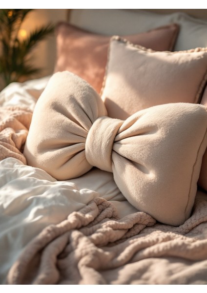 Fiyonk Görünümlü Xxl Yastık Dolgulu Peluş Kumaş Fiyonk Kurdele Hediye Yastık Kırlent Minder fiyatları