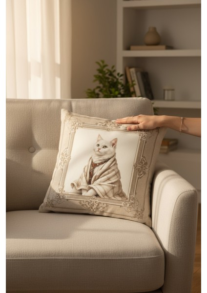 Dekoratif Çerçeveli Hayvan Figürlü Dolgulu Yastık Hediye Pamuk Kırlent Minder 43X43 cm fiyatları