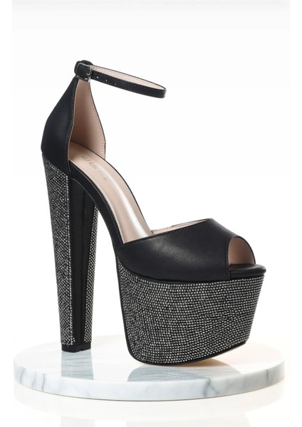 Kadın Moda Şık Fuşya Saten Ökçe Poli Taş Yüksek Topuk Topuklu Düğün Nişan Gece Abiye Ayakkabı