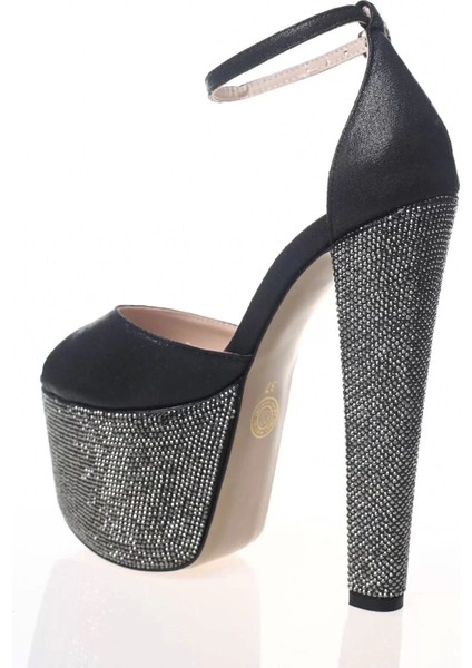 Kadın Moda Şık Fuşya Saten Ökçe Poli Taş Yüksek Topuk Topuklu Düğün Nişan Gece Abiye Ayakkabı