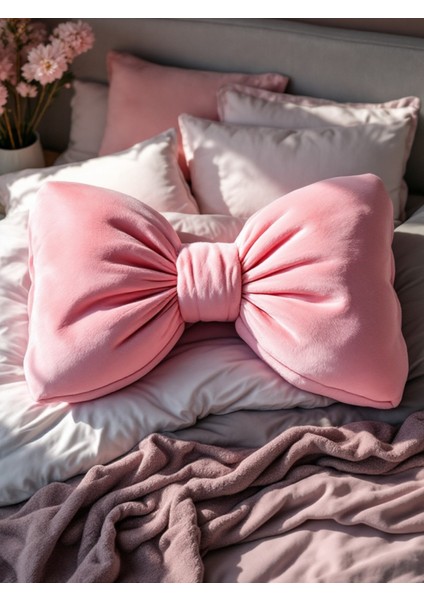 Fiyonk Görünümlü Xxl Yastık Dolgulu Peluş Kumaş Fiyonk Kurdele Hediye Yastık Kırlent Minder fiyatları