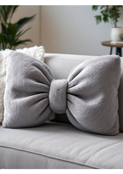 Fiyonk Görünümlü Xxl Yastık Dolgulu Peluş Kumaş Fiyonk Kurdele Hediye Yastık Kırlent Minder