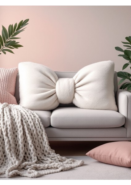 Fiyonk Görünümlü Xxl Yastık Dolgulu Peluş Kumaş Fiyonk Kurdele Hediye Yastık Kırlent Minder fiyatları