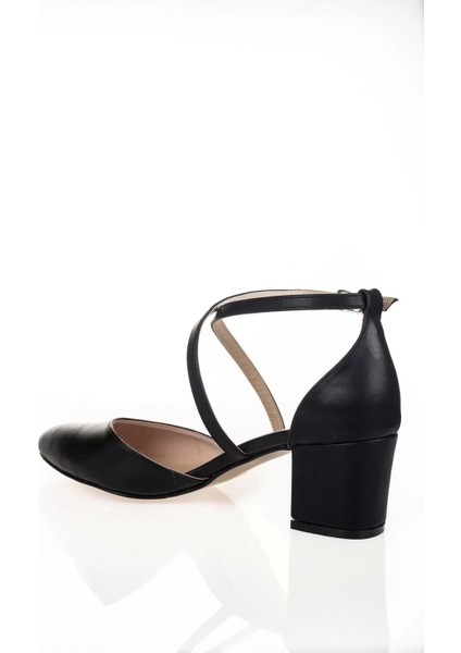 Kadın Moda Şık Siyah Cilt Topuklu Klasik Ayakkabı Topuklu Düğün Nişan Gece Abiye Ayakkabı