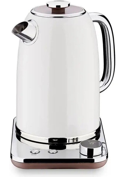 Şık Retro Dijital Elektrikli Su Isıtıcı Bej Renk, Modern ve Kullanışlı Tasarım