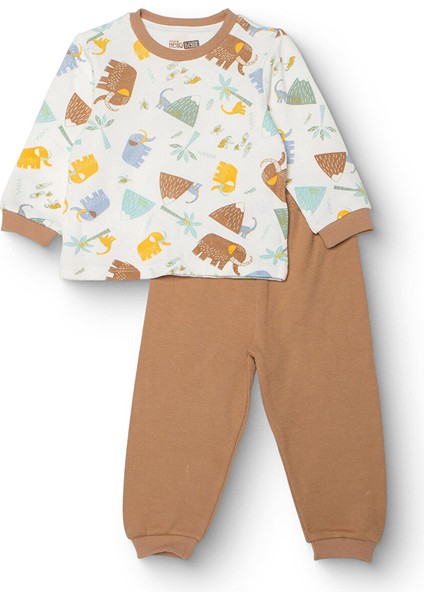 Erkek Bebek Uzun Kol Pijama Takımı Selanik Bisiklet Yaka Uzun Kol Ribanalı Paça