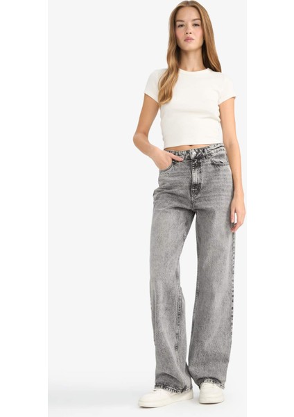 Straight Fit Yüksek Bel Uzun Jean Yıkamalı Pantolon G3543AX25CW