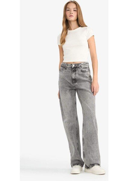 Straight Fit Yüksek Bel Uzun Jean Yıkamalı Pantolon G3543AX25CW fiyatları