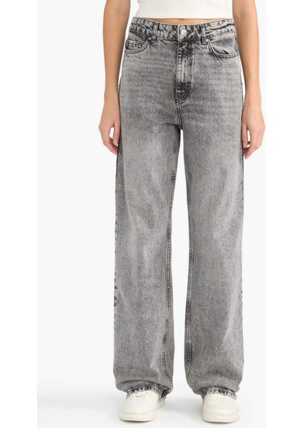 Straight Fit Yüksek Bel Uzun Jean Yıkamalı Pantolon G3543AX25CW fırsatları