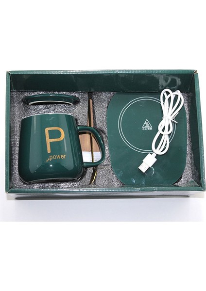 Yeşil Porselen Kupa, Kapaklı ve Kaşıklı Elektrikli Isıtıcı ile Konfor Sunar fırsatları