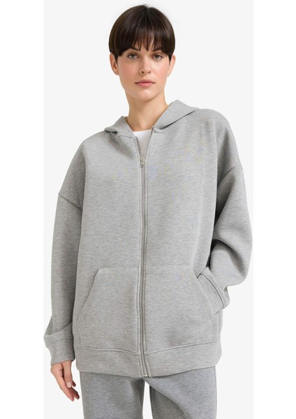 Oversize Geniş Kalıp Kapüşonlu Skuba Dalgıç Kumaş Hırka C6871AX25AU modelleri