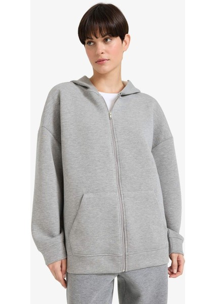 Oversize Geniş Kalıp Kapüşonlu Skuba Dalgıç Kumaş Hırka C6871AX25AU fırsatları