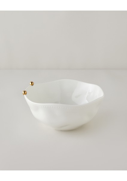 Golden Gleam Porselen Kase 25 cm Beyaz-Gold