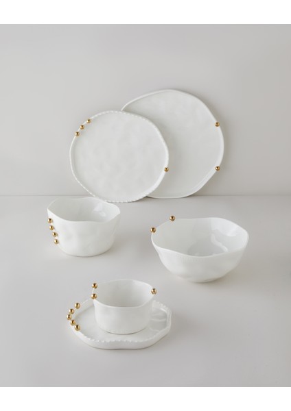 Golden Gleam Porselen Kase 25 cm Beyaz-Gold fırsatları