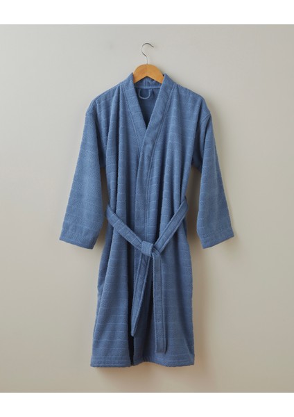 Sandy Stripe Pamuk Bornoz S-M Lacivert