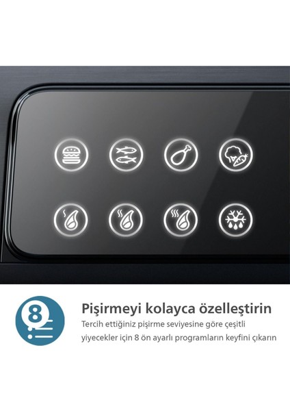 2200 W Güçlü, 8 Otomatik Program, Gıda Termometresi, Zamanlayıcı ve Yağ Haznesi fırsatları