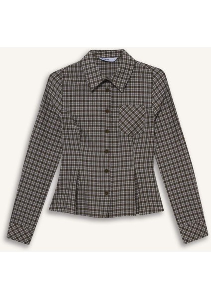 Coool Fitted Kareli Poplin Uzun Kollu Gömlek G1046AX25AU