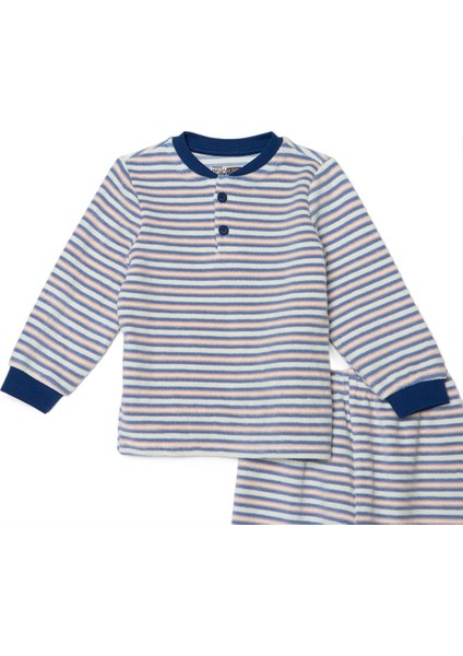 Erkek Bebek Uzun Kol Pijama Takımı Kadife Bisiklet Yaka Uzun Kol Ribanalı Paça modelleri