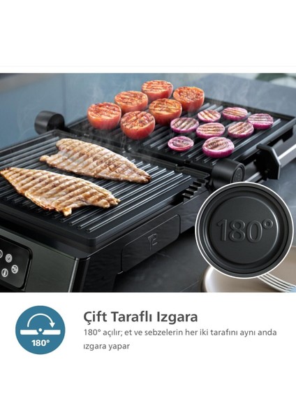 8 Ön Ayarlı Dijital Kontrol Termostatlı Izgara ve Tost Makinesi Siyah indirimleri