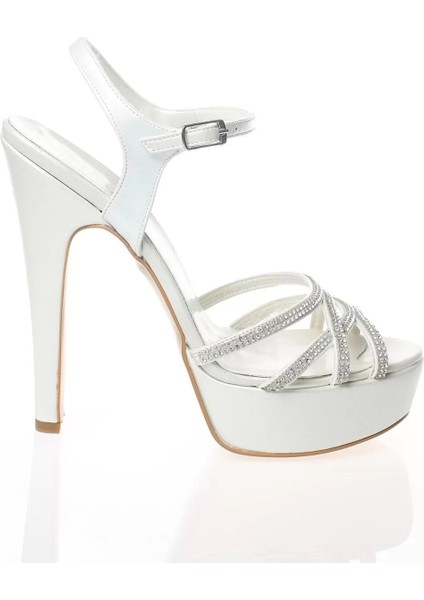 Kadın Moda Şık Sedef Cilt Sonsuz Taşlı Topuklu Zarif Tasarım Düğün Nişan Gece Abiye Ayakkabı