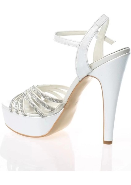 Kadın Moda Şık Gümüş Ayna Çapraz Topuklu Zarif Tasarım Düğün Nişan Gece Abiye Ayakkabı