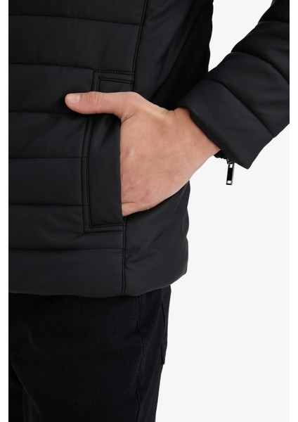 Su İtici Slim Fit Dar Kesim Dik Yaka Fermuarlı İç Cepli Sunş Deri Ceket Mont X4014AZ25WN