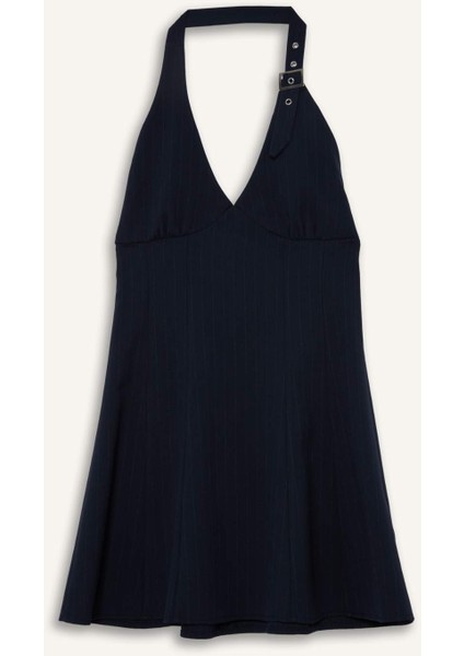 Coool Halter Yaka Kareli Mini Elbise G3860AX25AU