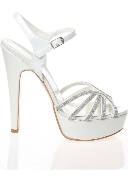 Kadın Moda Şık Sedef Taşlı Topuklu Zarif Tasarım Yüksek Topuk Düğün Nişan Gece Abiye Ayakkabı