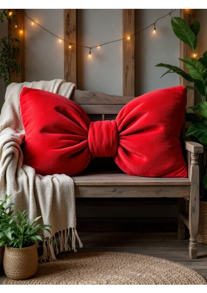 Fiyonk Görünümlü Xxl Yastık Dolgulu Peluş Kumaş Fiyonk Kurdele Hediye Yastık Kırlent Minder fiyatları