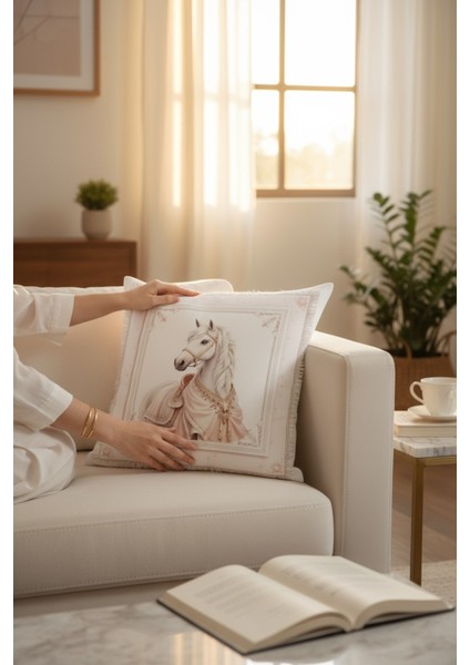 Dekoratif Çerçeveli Hayvan Figürlü Dolgulu Yastık Hediye Pamuk Kırlent Minder 43X43 cm fiyatları