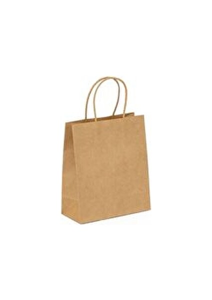 Kalp Desenli Kraft Çanta 18x8x24 cm 25 Adet Modern Tasarım