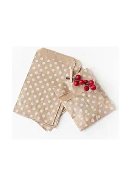 Desenli Kraft Kese Kağıdı Beyaz Puantiyeli 11x20 cm 100 Adet Parti Malzemesi