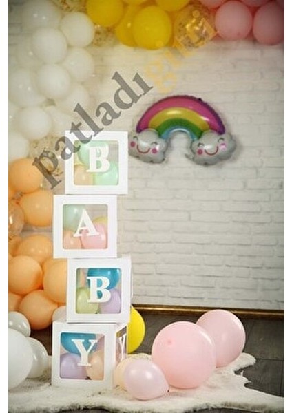 Şeffaf Beyaz Kutu ve Balon Seti 25 x 35 cm 1 Adet Doğum Günü Süsleme indirimleri