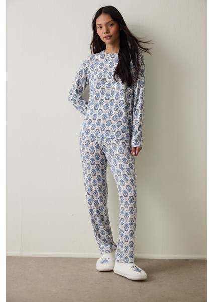 Çiçekli Tea Time Termal Etkili Pijama Altı modelleri