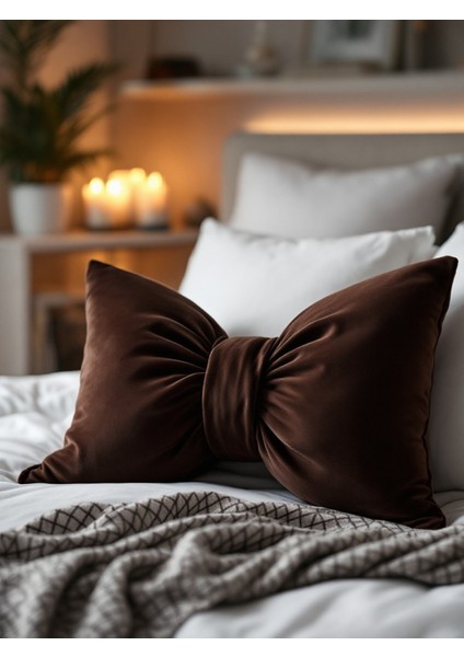 Fiyonk Görünümlü Xxl Yastık Dolgulu Peluş Kumaş Fiyonk Kurdele Hediye Yastık Kırlent Minder