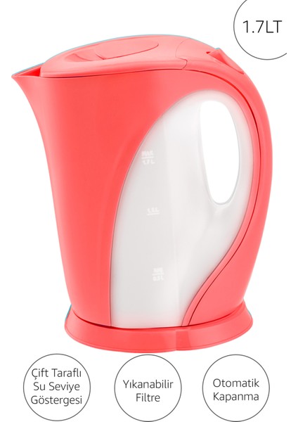 Pembe 1,7 Litre Su Isıtıcı, Şık ve Kullanışlı Ev Gereçleri fiyatları