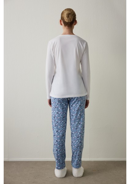 Cup of Tea Desenli V Yaka Pamuklu Uzun Kollu Pijama Takımı fırsatları