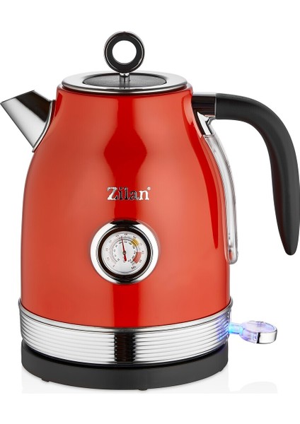 Kırmızı Retro Su Isıtıcı 1,7l 2200W Şık Tasarım