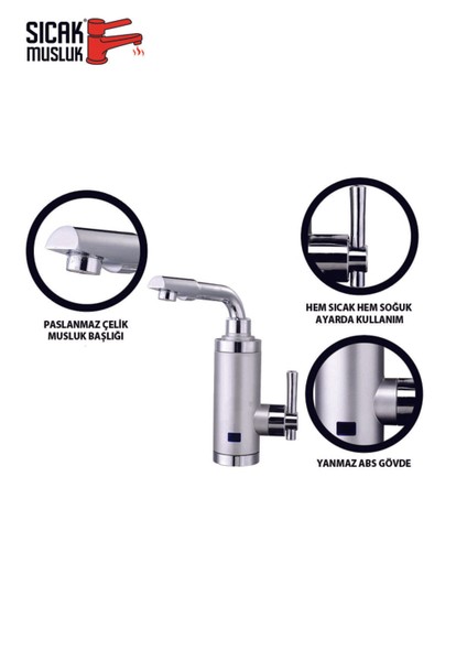 Elektrikli Hızlı Su Isıtıcı, Termal Şofben, Musluk, Gümüş Renk, Pratik ve Güvenilir fırsatları