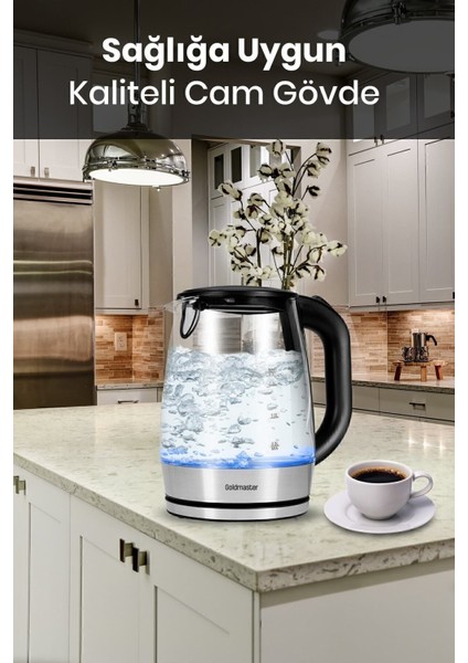 Inox Çelik 2200W Cam Kettle, 1.7l, Işıklı, Estetik ve Güçlü Su Isıtıcı modelleri