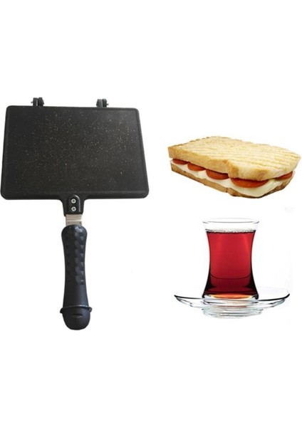 El Tost Granit Tost Makinesi, Siyah, Dayanıklı ve Şık Tasarım