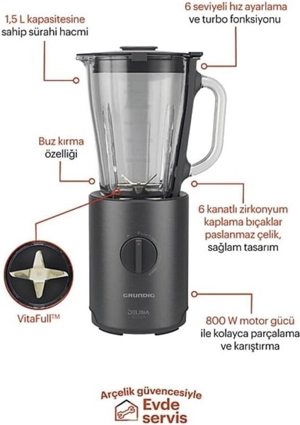 Dark Inox Renkli, Şık ve Pratik Sürahi Blender, Dayanıklı ve Kullanışlı Tasarım fırsatları