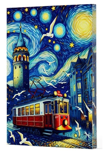 Van Gogh 1 - Galata Çizgili Yan Boyamalı Defter