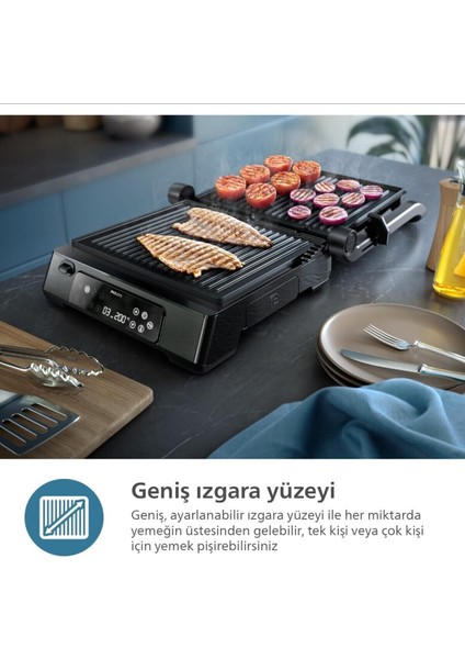 7000 Serisi Izgara ve Tost Makinesi, Dijital Kontrol, Çıkarılabilir Yağ Damla Tepsisi, Siyah fiyatları