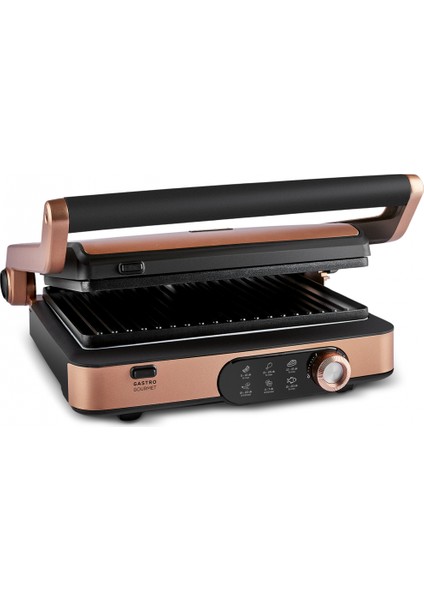 Krom Kaplama 2000W Izgara ve Tost Makinesi, 6 Dilim Kapasiteli, Dayanıklı ve Şık Tasarım