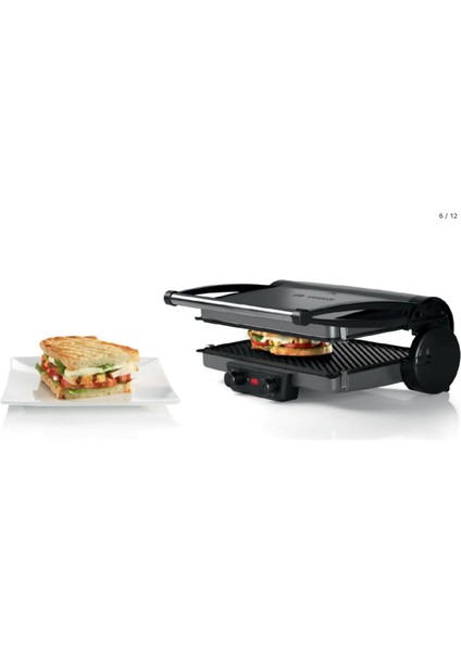 Çift Taraflı Döküm Plakalarlı Tost ve Izgara Makinesi, 5 Isı Kademesi, Beyaz