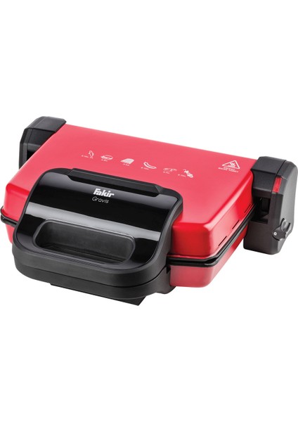 Kırmızı ve Beyaz Renkli Pratik Tost Makinesi, Lezzetli Kahvaltılar Için Ideal