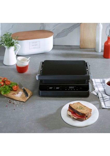 Dijital Izgara ve Tost Makinesi, Siyah, Modern ve Kullanışlı Tasarım