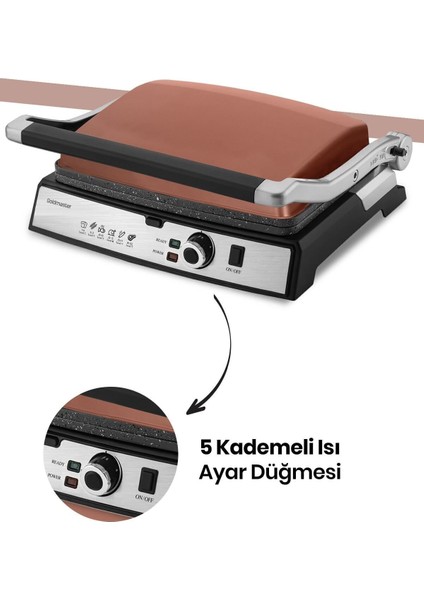 Paslanmaz Çelik 2000W Granit Tost ve Izgara Makinesi, Çıkarılabilir Plakalar fırsatları