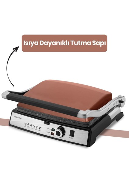 Paslanmaz Çelik 2000W Granit Tost ve Izgara Makinesi, Çıkarılabilir Plakalar